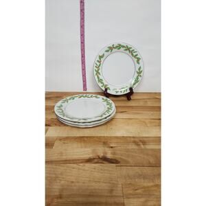 Set of 4 Vintage Crown Ming Fine China Holly Salad Plates